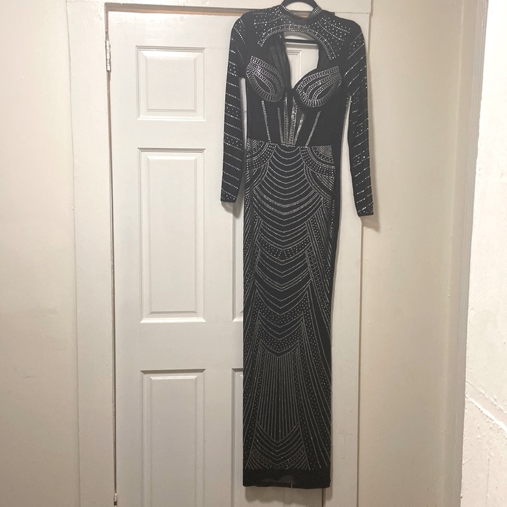 Black Sequined Formal Dress